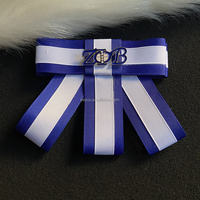 Nouvelle Broche Écusson Zeta Phi Beta Bleu et Blanc avec Nœud Papillon, Perles et Cristaux, Pendentif Bouclier ZPB, Accessoires pour Femme