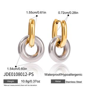 Pendientes de Aro de Acero Inoxidable Coreano con Colgante, Diseño Antideslustre, Joyería de Oro de 18K al por Mayor para Mujer - Product Image 5