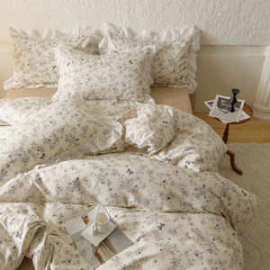 Parure de lit en coton égyptien 300 fils/cm², quatre pièces, style moderne européen et américain, pour toutes les saisons, avec housse de couette et drap de lit - Product Image 1