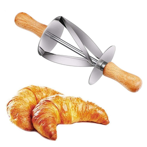 Low MOQ 2Pcs Stainless Steel <strong>Roller</strong> Slices with Oak Handle Perfect Shaped <strong>Pastry</strong> Dough Croissant Cutter <strong>Roller</strong> - Product Image 6
