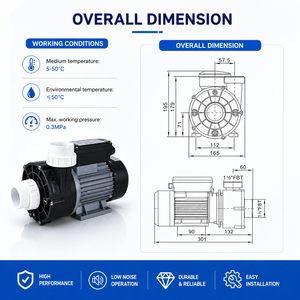 ปั๊มน้ำหมุนเวียน 230v 60HZ ป้องกันความร้อน ปั๊มน้ำสองระดับความเร็ว อุปกรณ์สปา ปั๊มสำหรับบำบัดน้ำ WTC50M รุ่นไหลแรงสูง - Product Image 5