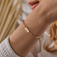 Bracelet en acier inoxydable avec chaîne trombone et plaque multi-noms, bijou personnalisé avec texte gravé pour Maman, Grand-mère, Sœur, Meilleure Amie