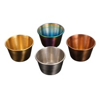 Geperst logo 18/8 roestvrijstalen ronde ramekin mini saus schaaltje voor voorgerecht sushi dipsaus condimenten schaaltjes