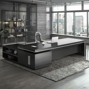 Combinaison de bureau et chaise modulaire de luxe en forme de L pour <span class=keywords><strong>superviseur</strong></span> de bureau, avec ambiance studieuse, mobilier commercial en bois - Product Image 5