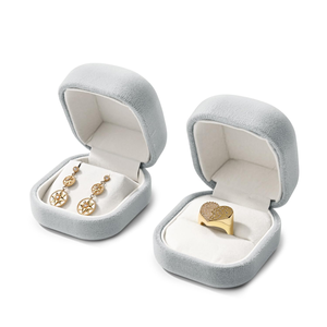Manufacturer Wholesale High-end Plastic+Velvet Fashionable Hinge Closure Jewelry <b>Box</b> Circular <b>Ring</b> <b>Box</b> Pendant Necklace <b>Box</b> XS - Product Image 3
