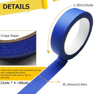Premium 4-Roll 88yd <span class=keywords><strong>Blue</strong></span> Painter's Tape Resistente al calor Multiusos para manualidades DIY Fácil eliminación Sin residuos Etiquetado decorativo - Product Image 2