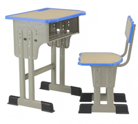 Ensemble de bureau et chaise d'école réglables avec bordure bleue, table d'étude en bois avec boîte à livres, mobilier moderne pour enfants en classe