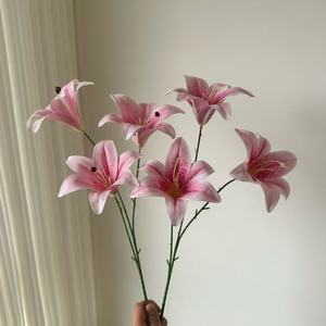 Junheyuan Artificial Lily <b>Flowers</b> <b>Single</b> Branch Soft Rubber Wedding Decorations <b>Flower</b> Arrangement - Product Image 4