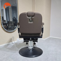 Fauteuil de Barbier Inclinable Marron Moderne et Traditionnel pour Salon de Coiffure, Salon de Beauté et Spa
