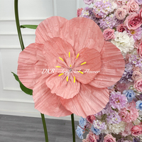 Maßgefertigte 40-50cm Große Rosa Papierrose mit Stiel, Handgemachte Blassrosa Künstliche Blumenpflanze zur Dekoration für Outdoor-Veranstaltungen