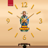 Horloge murale analogique en quartz Feng Shui chinois original, avec autocollants en acrylique numérotés dorés modernes, pour DIY, inspirée du dieu de la richesse, virale sur TikTok