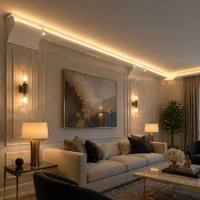 Profilé de moulure LED SHIZI blanc pour corniche architecturale avec bande lumineuse intégrée pour plafond et mur OEM