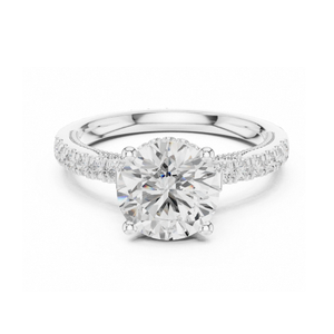 Anillo de Compromiso de Corte Redondo en Oro Amarillo con Halo Oculto, Anillo de Diamantes Estilo Vintage con Banda Milgrain Pave, Joyería Nupcial Elegante - Product Image 3