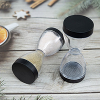 Bouteille à épices portable en plastique transparent à double compartiment pour le camping, le barbecue, le sel et le poivre