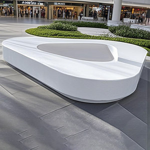 G015 Luxury Villa Garden triangular pot planter ring Seat Premium Terrazzo bench UHPC GRC chair Custom tree <b>pit</b> furniture - Product Image 2