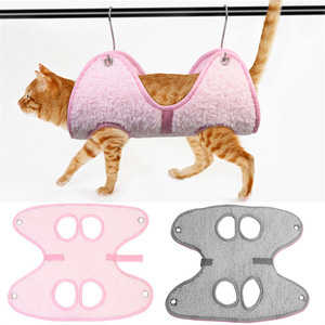 Universal Pet <b>Hammock</b> For Nail Trimming Cat Dog Grooming Thick Plush Fur Pink Gray S M Size - Product Image 1