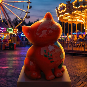 Escultura de Gato de Acero Inoxidable, Moderna, Resistente a la Intemperie, Estatua de Animal <span class=keywords><strong>para</strong></span> Interiores y Exteriores, Arte de Gato Estilizado <span class=keywords><strong>para</strong></span> Decoración de Jardín o Centro Comercial - Product Image 4