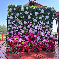 Décoration de route de mariage, mur de fleurs en soie, mur de fleurs roses, fond de mariage, haute qualité