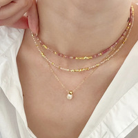 Collier délicat en perles de pierres précieuses facettées, en acier inoxydable, bijoux de boutique, cadeau pour femmes