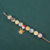 Bracelet Anime POKEMON, figurine de dessin animé mignonne, Eevee Vaporeon Flareon, perles rondes en métal, pendentif, accessoires DIY Kawaii