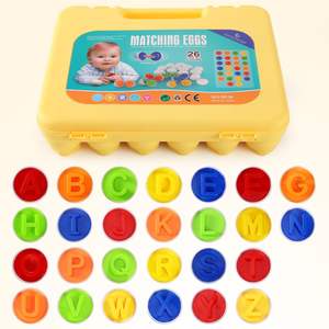 Alphabet de Pâques Jeu de <span class=keywords><strong>Bingo</strong></span> Montessori pour Enfants, Matching Motricité Fine, Lettres Assorties, Oeufs en Plastique, 26 Pièces - Product Image 6