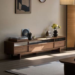 Soporte de <span class=keywords><strong>TV</strong></span> de madera de cerezo moderno Cajones de gabinete para sala de estar Precio de fábrica personalizable para soluciones de almacenamiento de apartamento de dormitorio - Product Image 5