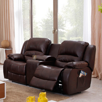 Canapé Relax Similicuir avec Console de Rangement Ensemble Canapé Manuel Inclinable Meuble Fauteuil Relax