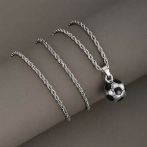 Dainty 14k 18k PVD Gold Plated 316L Stainless Steel Men's <b>Football</b> Charm <b>Necklace</b> Fine Jewelry <b>Necklace</b> Sports for Men - Product Image 2