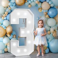 Chiffres lumineux géants de 3 pieds de haut, décorations d'anniversaire, décorations de fête blanches, grand accessoire en carton pour toile de fond