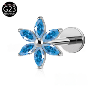 Bijoux <span class=keywords><strong>de</strong></span> corps <span class=keywords><strong>en</strong></span> titane personnalisés <span class=keywords><strong>en</strong></span> gros, boucles d'oreilles clous romantiques et tendance, unisexe, fleur plaquée or, zircon cubique, bijoux fins, cadeau - Product Image 5