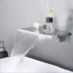 ZXX cascade or brossé robinet d'évier de salle de bain robinet de lavabo à montage mural mitigeurs