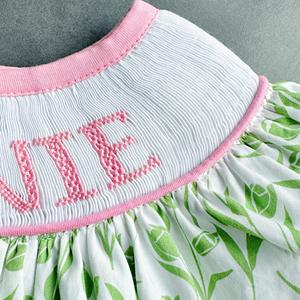 Customized Smocked <strong>Dress</strong> for Girls Custom Embroidery Animal Pattern Wholesale Printed <strong>Baby</strong> <strong>Dresses</strong> with Custom Letter Design - Product Image 3