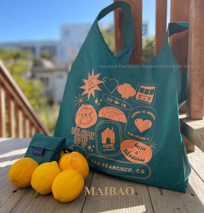 Bolsas de compras plegables personalizadas ecológicas, poliéster de nailon Ripstop reutilizable para compras de comestibles - Product Image 5