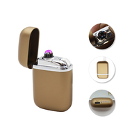 Briquet intelligent Hongjing à trois flammes, rechargeable, avec allumage rotatif et indicateur de puissance, coupe-vent, en métal, pour cigares