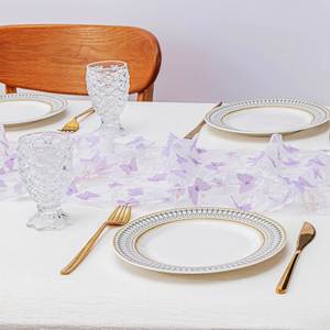 Heart Butterfly Mermaid Runner Glitter <b>Table</b> <b>Cloth</b> for Wedding Birthday Banquet Event & <b>Party</b> Ceremony Supplies Decor - Product Image 2