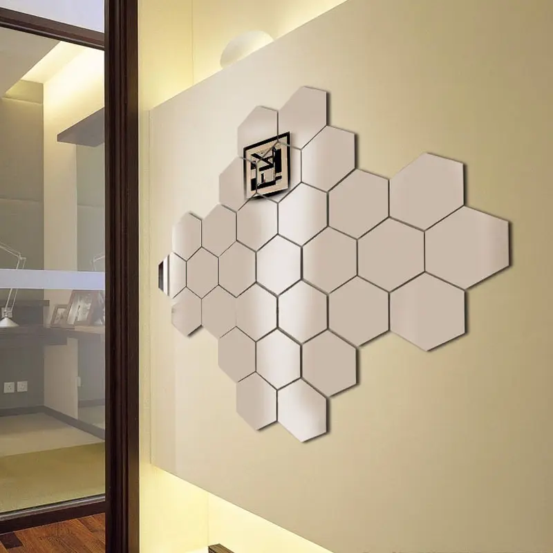 Hot Selling Rhombus self-adhesive personalizzato sticker mirror Glass Frameless Sticky Wall Mirror Decorative Splicing Mirror