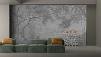 Papier peint texturé vintage en velours avec motif de forêt, de montagne et de rivière pour la rénovation et la décoration des murs de la chambre