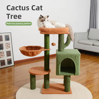 Jouet pour chat d'intérieur durable multifonctionnel résistant à l'usure Cactus grimpant griffoir d'arbre à chat en peluche de bois de sisal