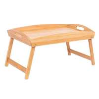 Plateau de lit flottant en bambou naturel personnalisé, finition laquée, multifonctionnel, pour petit-déjeuner, pliable, cuisine et salle de bain, vente en gros