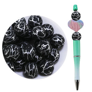 New Arrival Marble Color Printed <strong>Beads</strong> Printing Silicon Round <strong>Beads</strong> for Pens Lanyard 15mm <strong>Silicone</strong> <strong>Beads</strong> Print <strong>Wholesale</strong> - Product Image 5