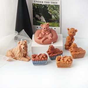 Stampo in Silicone per Candele a Forma di Orsetto con Bouquet di Fiori, Cane a Pelo Lungo Sdraiato, per Resina e Sapone, Decorazione Artistica Fai-da-Te - Product Image 4