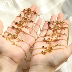Individuelle Geburtsblumen-Armbänder für Damen Boho-Schmuck Edelstahl Blumen-Birthstone-Armband Damen-Weihnachtsgeschenke