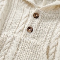 Combinaison en tricot torsadé à capuche pour bébé garçon ou fille, vêtements d'automne et d'hiver, avec poche avant, manches longues, certifiée GOTS, personnalisable OEM