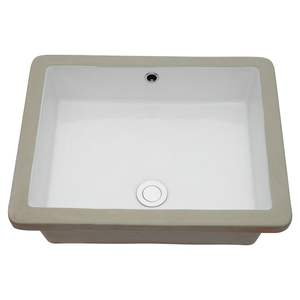Db White Ceramic Rectangular Undermount <b>Bathroom</b> <b>Sink</b> 20 X 15.5 With Overflow Single Hole Contemporary Design - Product Image 4