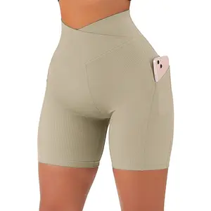 महिलाओं की जेब के साथ योग पैंट लेगिंग बट उठाने शॉर्ट्स के साथ महिलाओं के लिए जेब के साथ लघु धक्का योग लेगिंग पैकेट