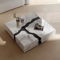 Table basse carrée minimaliste italienne en marbre Bulgari, table basse de luxe design pour villa, grand salon