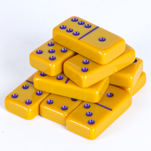 Jeu de dominos double six en acrylique transparent avec logo personnalisé, points de couleur or violet, 28 blocs, dominos en résine de luxe pour fête, cadeau familial, jeu - Product Image 2