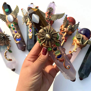 Wholesale Custom Natural Crystals Healing Magic <strong>Wand</strong> Hand Made <strong>Witch</strong> Reiki Crystal Point Magic <strong>Wand</strong> for Sale - Product Image 4