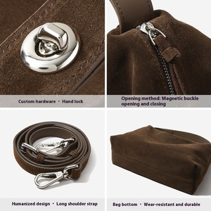 Autumn Winter Women's Genuine Cowhide Leather Crossbody Pillow Bag High Glossy Matte Finish Korean Japanese Niche Handbags - Product Image 3