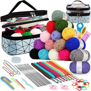 105-Piece Square Crochet Hooks Set Portable DIY Hand Woven Needle Thread <strong>Sewing</strong> Kit Yarn Storage <strong>Bag</strong> 3mm TPR Convenient Durable - Product Image 4